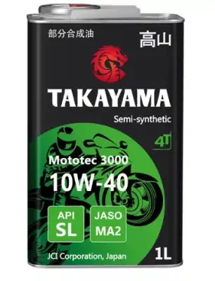 Масло Takayama 10W-40 Mototec 3000 4T API SL Jaso MA-2 металл полусинтетическое 1л