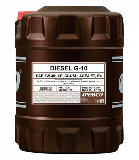 Масло моторное Pemco Diesel G-10 UHPD 5/40 API CI-4/SL ACEA E4/E7