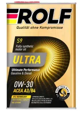 Масло моторное Rolf Ultra 0W-30 ACEA A3/B4 API SL/CF синтетическое 4л (металл)