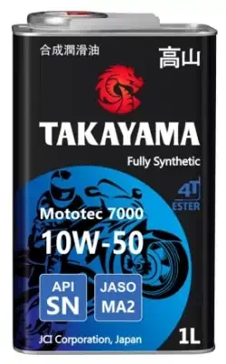 Масло Takayama 10W-50 Mototec 7000 4T API SN Jaso MA-2 металл синтетическое 1л