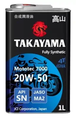 Масло Takayama 20/50 Mototec 7000 4T API SN Jaso MA-2 металл синтетическое 1л