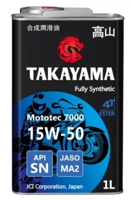 Масло Takayama 15W-50 Mototec 7000 4T API SN Jaso MA-2 металл полусинтетическое 1л