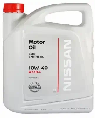 Масло моторное Nissan 10W-40 моторное Европа синтетическое 5л