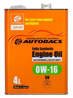 Масло моторное AUTOBACS Fully Synthetic Engine Oil 0W-16 SN синтетическое 4л