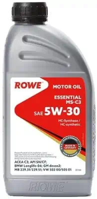 Масло моторное ROWE ESSENTIAL MS-C3 5W-30, API SN/CF, BMW Longlife-04, GM dexos2, MB 229.31/229.51, VW 502 00/505 01 синтетическое 1л