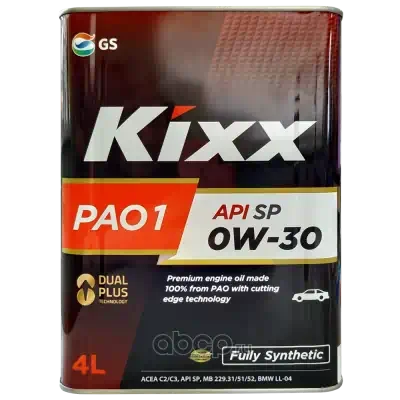 Масло моторное Kixx 0W-30 PAO1 SP 4л синт.