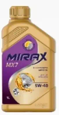 Масло моторное Mirax MX7 5W-40 API SL/CF, ACEA A3/B4, VW 502.00/505.00; MB 229.3; GM-LL-A синтетическое 1л