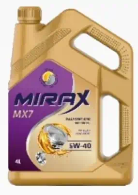 Масло моторное Mirax MX7 5W-40 API SL/CF, ACEA A3/B4, VW 502.00/505.00; MB 229.3; GM-LL-A синтетическое 4л