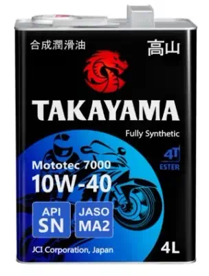 Масло Takayama 10W-40 Mototec 7000 4T API SN Jaso MA-2 металл синтетическое 4л