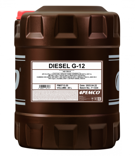 Масло моторное Pemco Diesel G-12 SHPD 10/30 API CI-4/SL ACEA E7