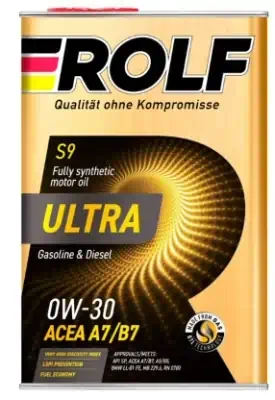 Масло моторное Rolf Ultra 0W-30 ACEA A7/B7 API SP синтетическое 4л (металл)