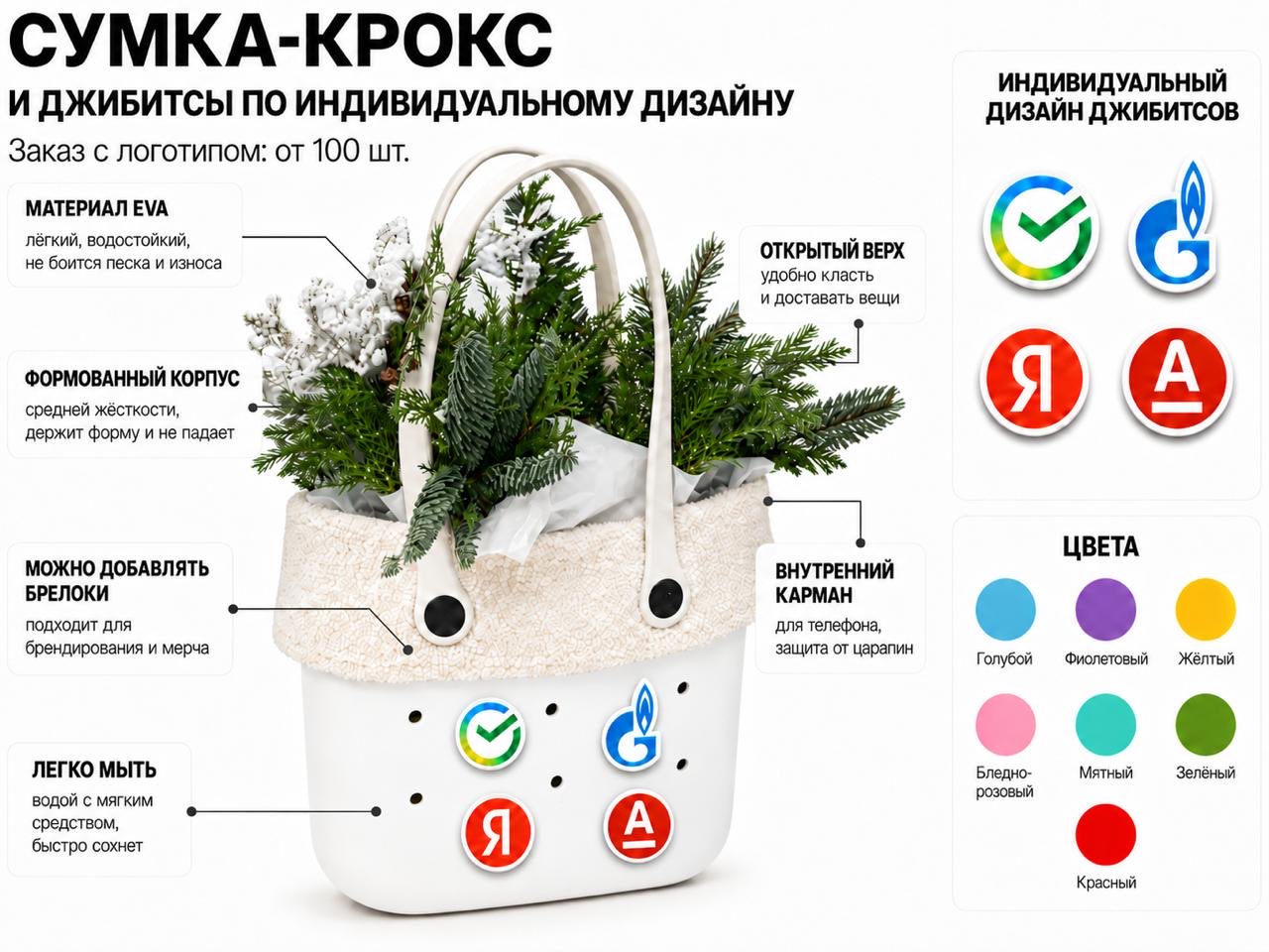 Идея корпоративного подарка с Вау-эффектом - Сумка-крокс и джибитсы по индивидуальному дизайну Сумка-крокс и джибитсы по индивидуальному дизайну