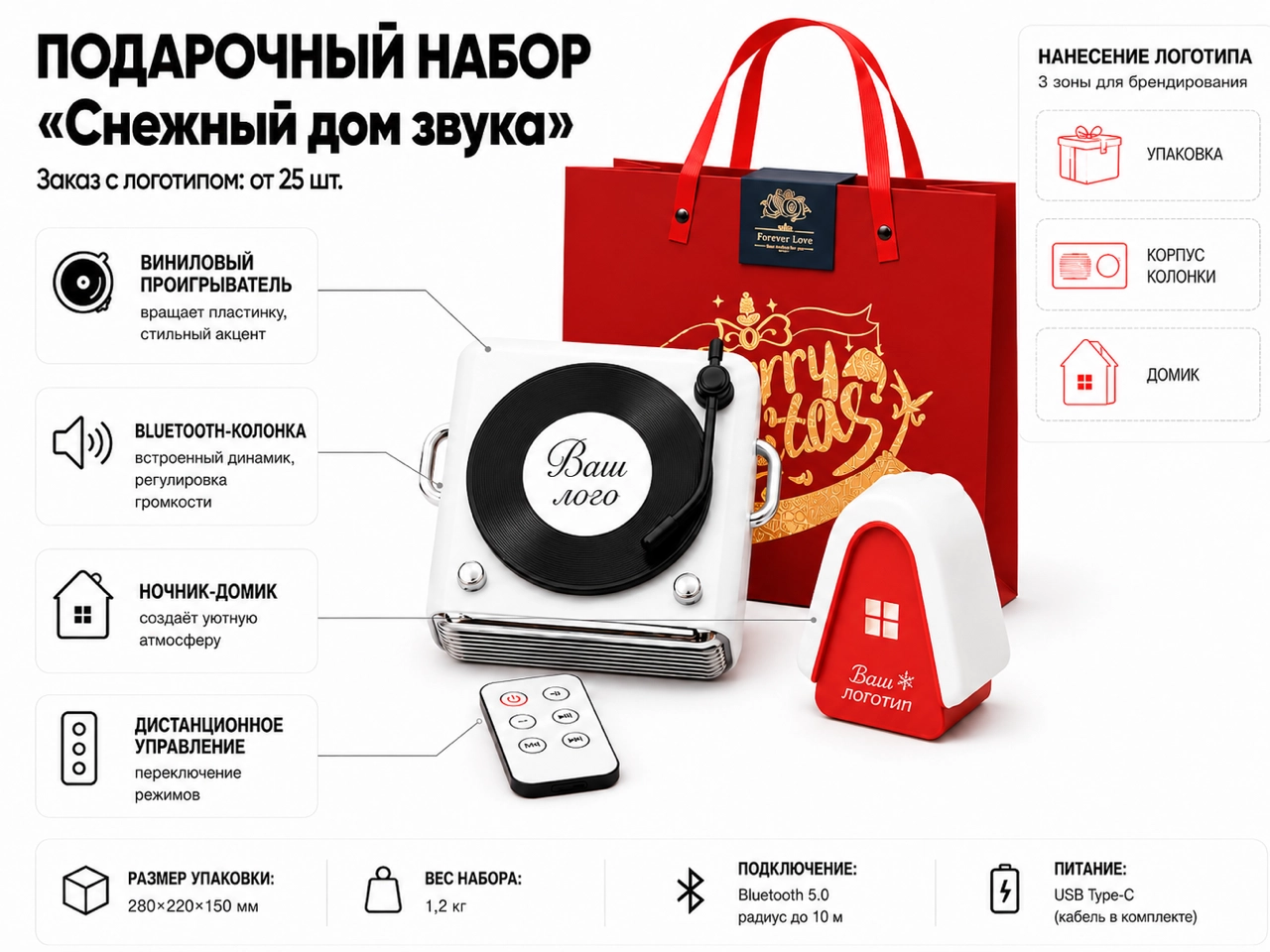 Идея корпоративного подарка на Новый год - подарочный набор Снежный дом звука Корпоративный подарочный набор на Новый Год под нанесение логотипа