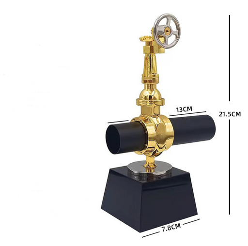 N0113 - Корпоративный подарок нефтянику: Нефтяной кран с трубой на подставке + подарочная коробка + нанесение вашего логотипа