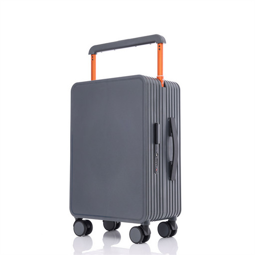 Ч-012 - Премиальный чемодан серого цвета Travel Pro с центральной широкой ручкой