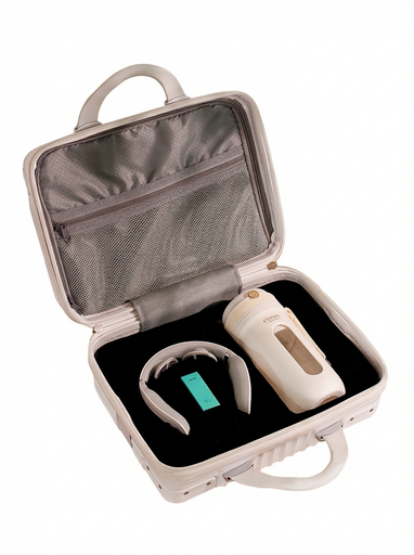 N0121 - Корпоративный подарочный набор премиум класса на 8 Марта: Массажёр + Гель для шеи и плеч + Шейкер-блендер + Подарочный кейс + Нанесение вашего логотипа