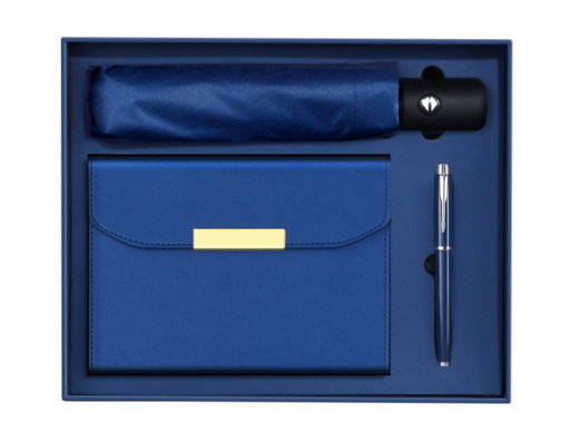 N088 - Корпоративный подарок для сотрудников: Металлическая шариковая ручка + Закладка для книг + Термос + Зонт + Записная книжка A5 + Подарочная коробка и пакет  с нанесением вашего логотипа