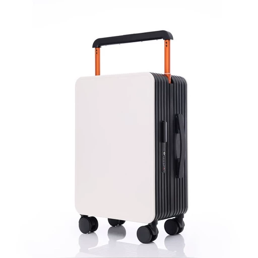 Ч-018 - Премиальный бело-черный чемодан Travel Pro с центральной широкой ручкой
