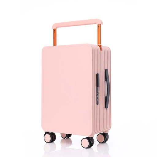 Ч-020 - Премиальный чемодан розового цвета Travel Pro с центральной широкой ручкой
