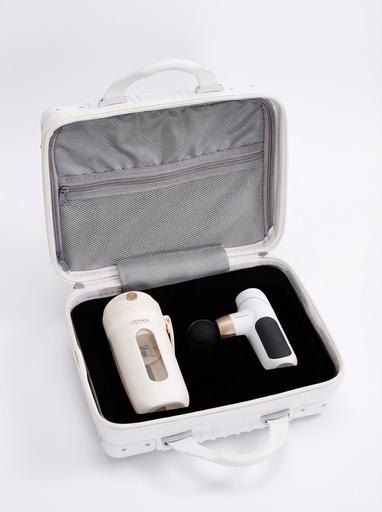 N0122 - Корпоративный подарочный набор премиум класса на 8 Марта: Подарочный набор: Массажёр‑пистолет + Умный шейкер‑соковыжималка + Подарочный кейс + Нанесение вашего логотипа