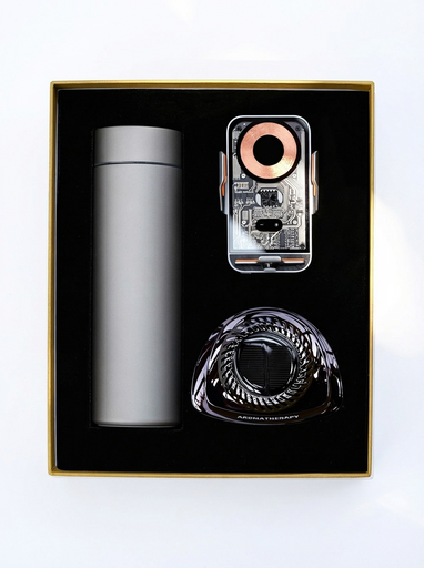 N0129 - Премиальный корпоративный авто-набор «Драйв и стиль»: Титановая кружка + Автомобильный держатель беспроводной зарядки + Солнечный автомобильный ароматизатор + Подарочная коробка N0129 - Премиальный корпоративный авто-набор «Драйв и стиль»: Титановая кружка + Автомобильный держатель беспроводной зарядки + Солнечный автомобильный ароматизатор + Подарочная коробка