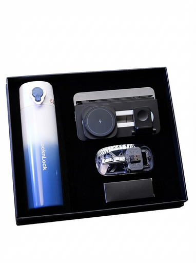 N0137 - Премиальный корпоративный технологический подарочный набор «Офисный комфорт»: Термокружка Lock&Lock + Беспроводная зарядка для гаджетов + Мышь с AI в подарочном формате N0137 - Премиальный корпоративный технологический подарочный набор «Офисный комфорт»: Термокружка Lock&Lock + Беспроводная зарядка для гаджетов + Мышь с AI в подарочном формате