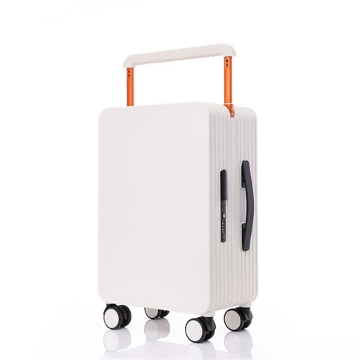 Ч-013 - Премиальный чемодан белого цвета Travel Pro с центральной широкой ручкой