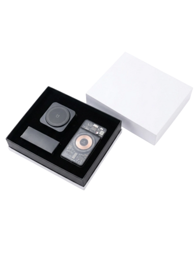 N0141 - Премиальный корпоративный технологический подарочный набор «Двойной заряд» : Беспроводная зарядка  + Пауэрбанк 10 000 mAh в подарочном формате