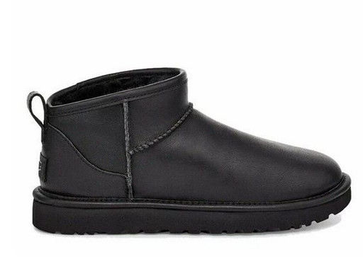 UGG MENS CLASSIC ULTRA MINI LEATHER BLACK