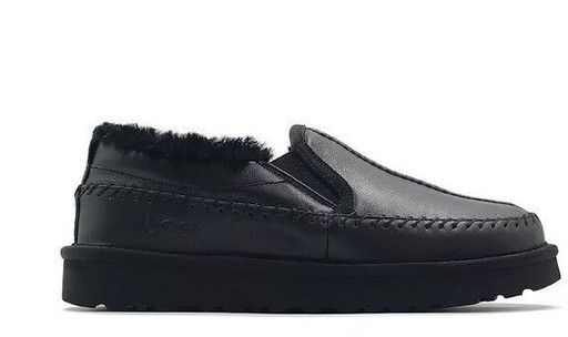 UGG STITCH SLIP ON LEATHER BLACK