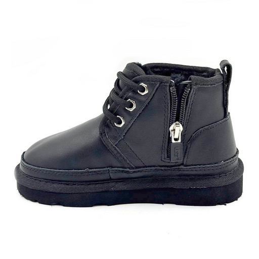 UGG KIDS NEUMEL ZIP LEATHER BLACK