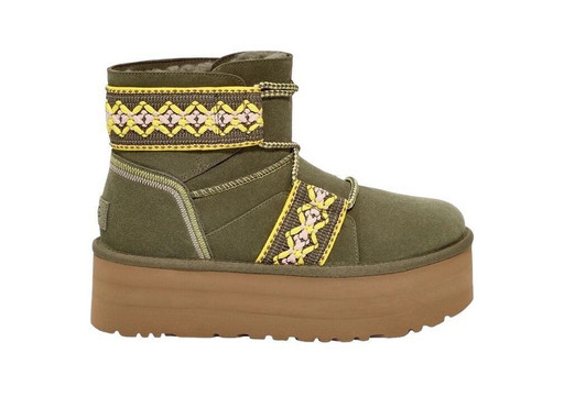 UGG WOMEN CLASSIC MINI II BRAID PLATFORM GREEN