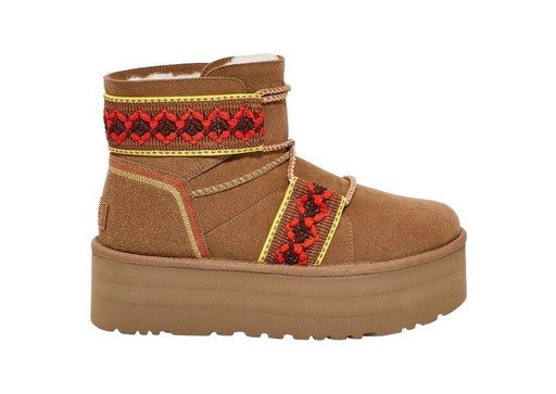 UGG WOMEN CLASSIC MINI II BRAID PLATFORM CHESTNUT