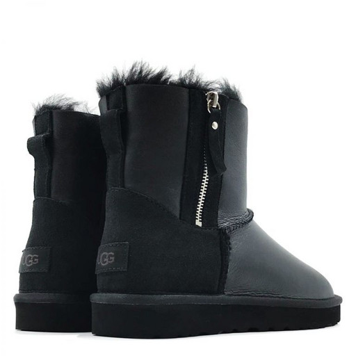 UGG MENS CLASSIC MINI DOUBLE ZIP METALLIC BLACK