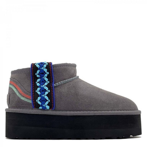 UGG CLASSIC ULTRA MINI BRAID PLATFORM GREY