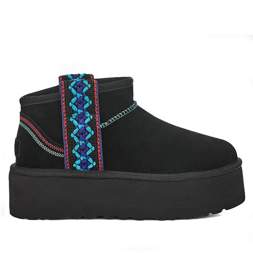 UGG CLASSIC ULTRA MINI BRAID PLATFORM BLACK