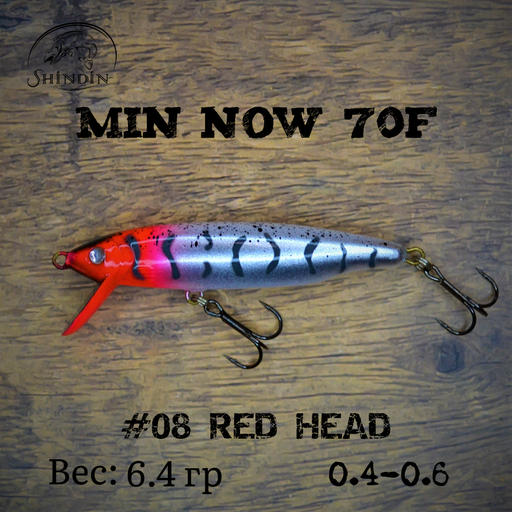 Воблер SHINDIN Min Now 70F #08 Red Head