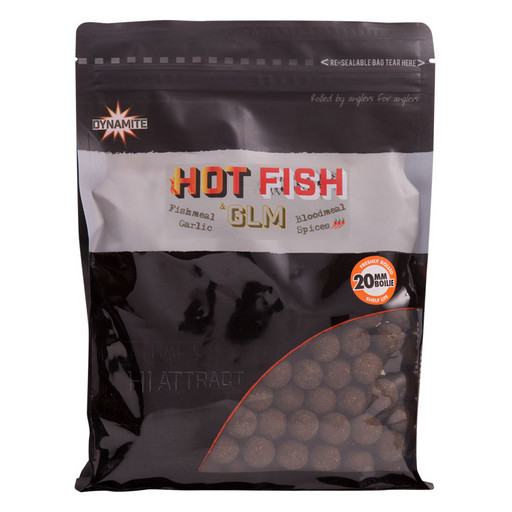 Бойлы тонущие DYNAMITE BAITS Hot Fish & GLM 20 мм. 1 кг.