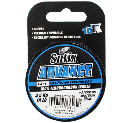 Леска SUFIX Advance Fluorocarbon прозрачная 50 м 0,235 мм 4,5 кг
