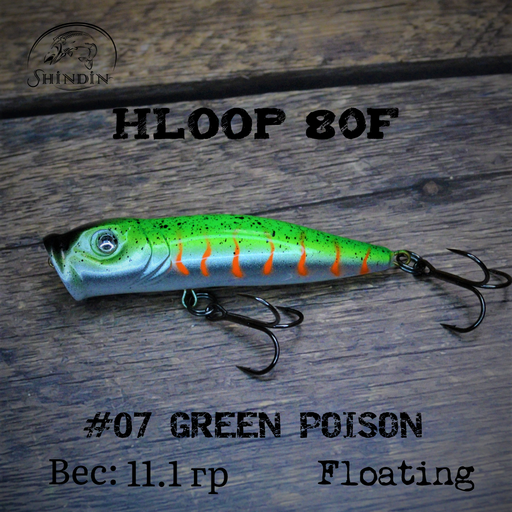 Поппер SHINDIN Hloop 80F #07 Green Poison