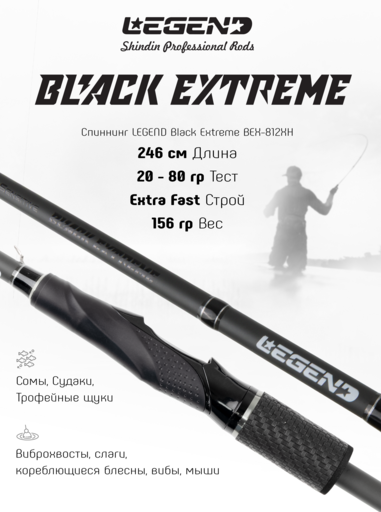 Спиннинг LEGEND Black Extreme BEX-812XH 246см 20-80г Ex.Fast