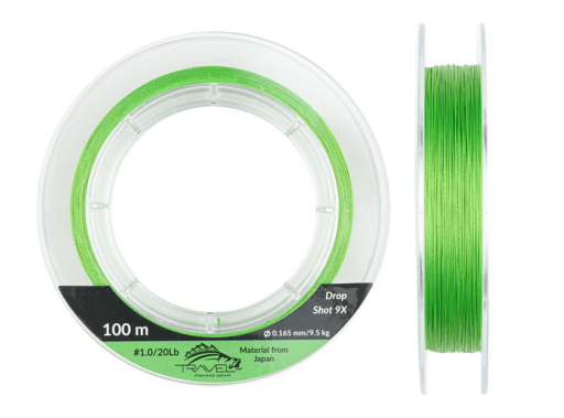Плетёный шнур Travel DROP SHOT 9X PE #1.0/20LB 0.165mm/9.5kg 100m Green