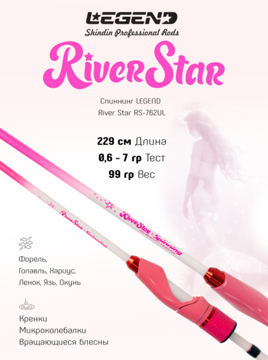 Спиннинг LEGEND River Star RS-762UL 229см 0,6-7г Fast