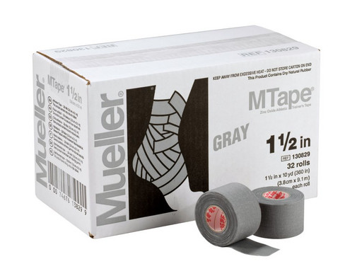 Тейп серый Mueller 130829 MTape Athletic Tape 3,8см х 9,1м (32 рулона)