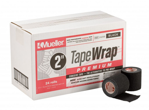 Тейп самозакрепляющийся черный Mueller 24258 TapeWrap Premium 5 см х 5,4 м (24рулона)