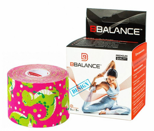 Тейп BBTape™ 5см × 5м динозаврики розовый