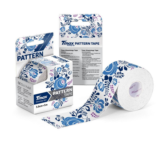 Тейп Tmax Pattern kinesiology tape 5см х 5м бело-голубой