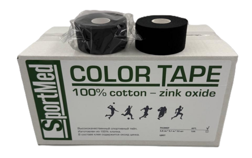 Тейп черный SportMed 104 Color tape 3,8 см х 9,1 м (32 рулона)