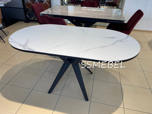 Стол Лион керамогранит Sliver White,