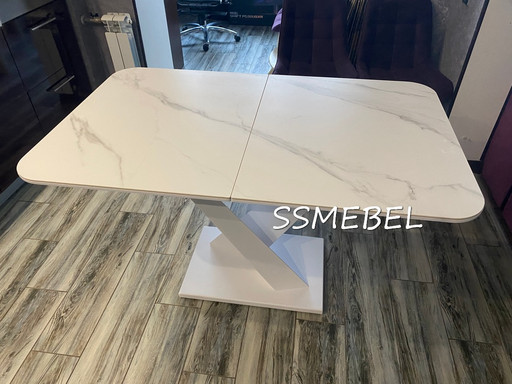Стол Ласточка керамогранит Silver White белый